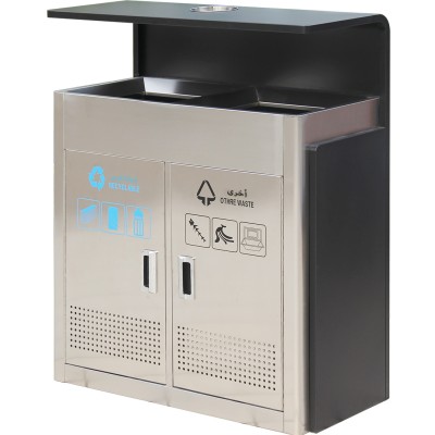 Stainless Steel 2 Stream Outdoor Recycle Bin